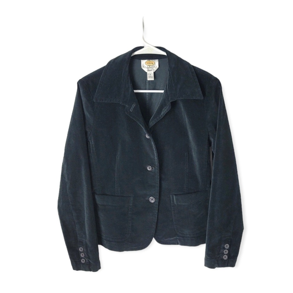 Vtg Talbots Petite Black Velvet Stretch Blazer‎ Sz 8 Whimsigoth Witchy Steampunk
